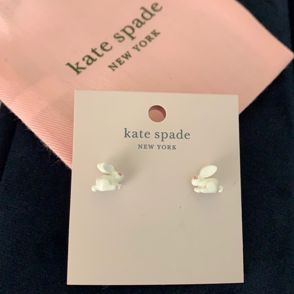 🆕 Kate Spade ♠️ New York Forest Party White Rabbit Stud Earrings NWT New! - Picture 4 of 6